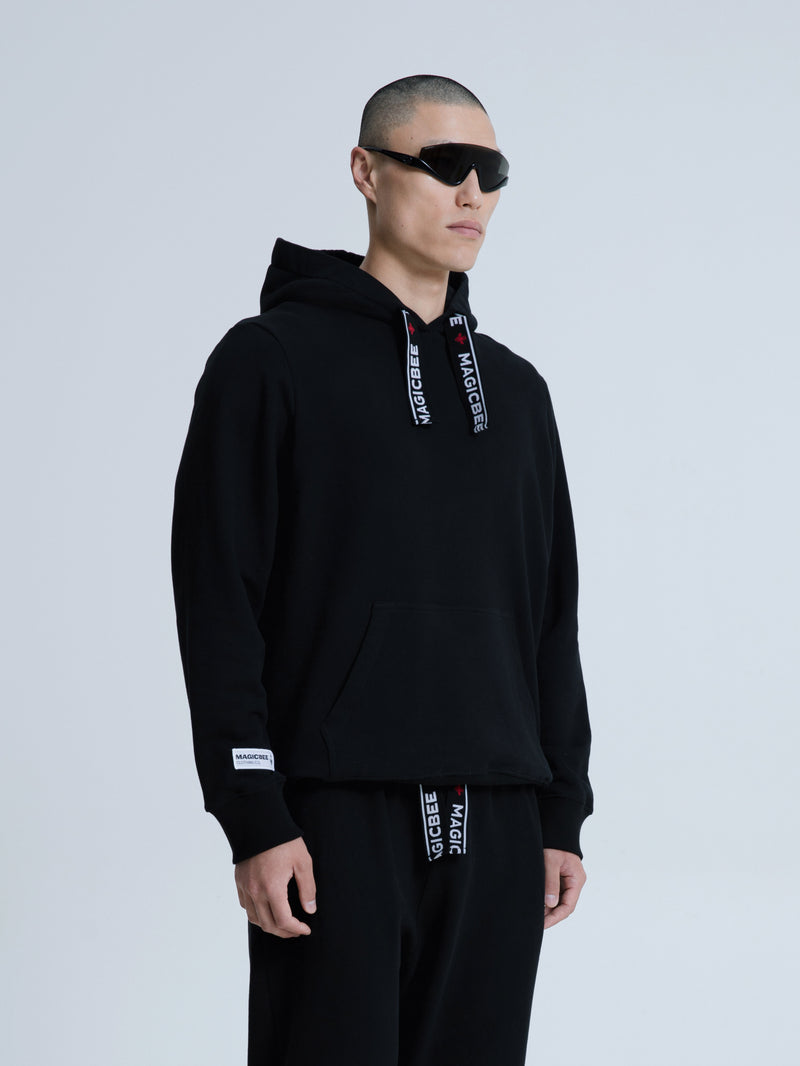 MagicBee Elastic Cord Tape Hoodie - Black