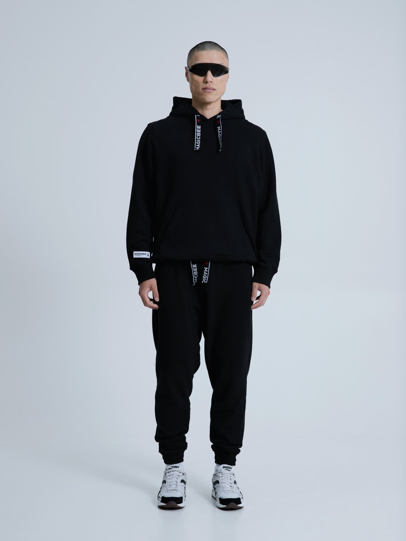 MagicBee Elastic Cord Tape Hoodie - Black
