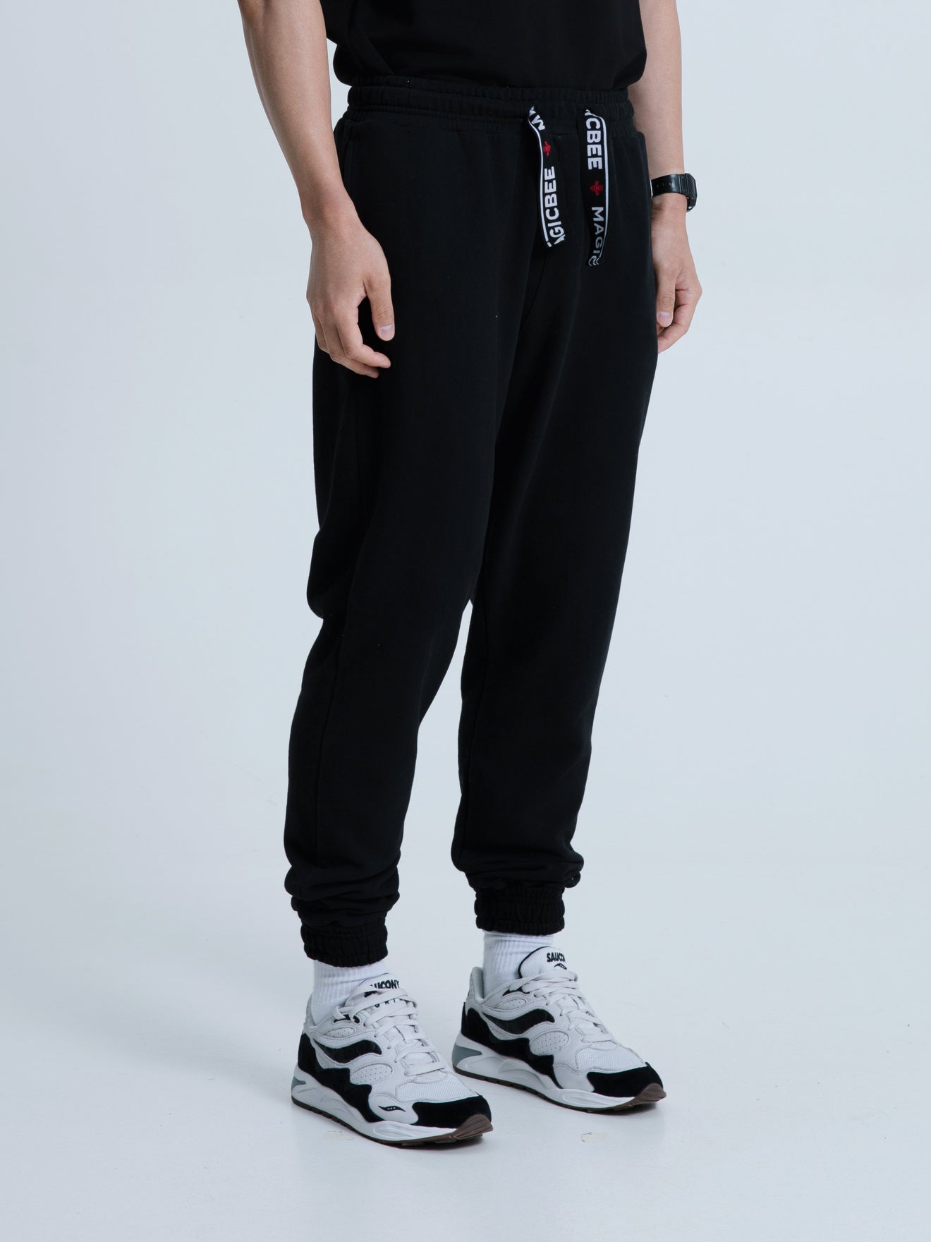 MagicBee Elastic Cord Tape Pants - Black