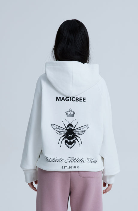 MagicBee Back Aesthetic Logo Raglan Hoodie - Off White