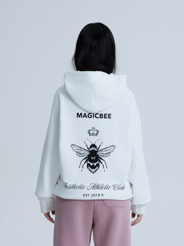 MagicBee Back Aesthetic Logo Raglan Hoodie - Off White