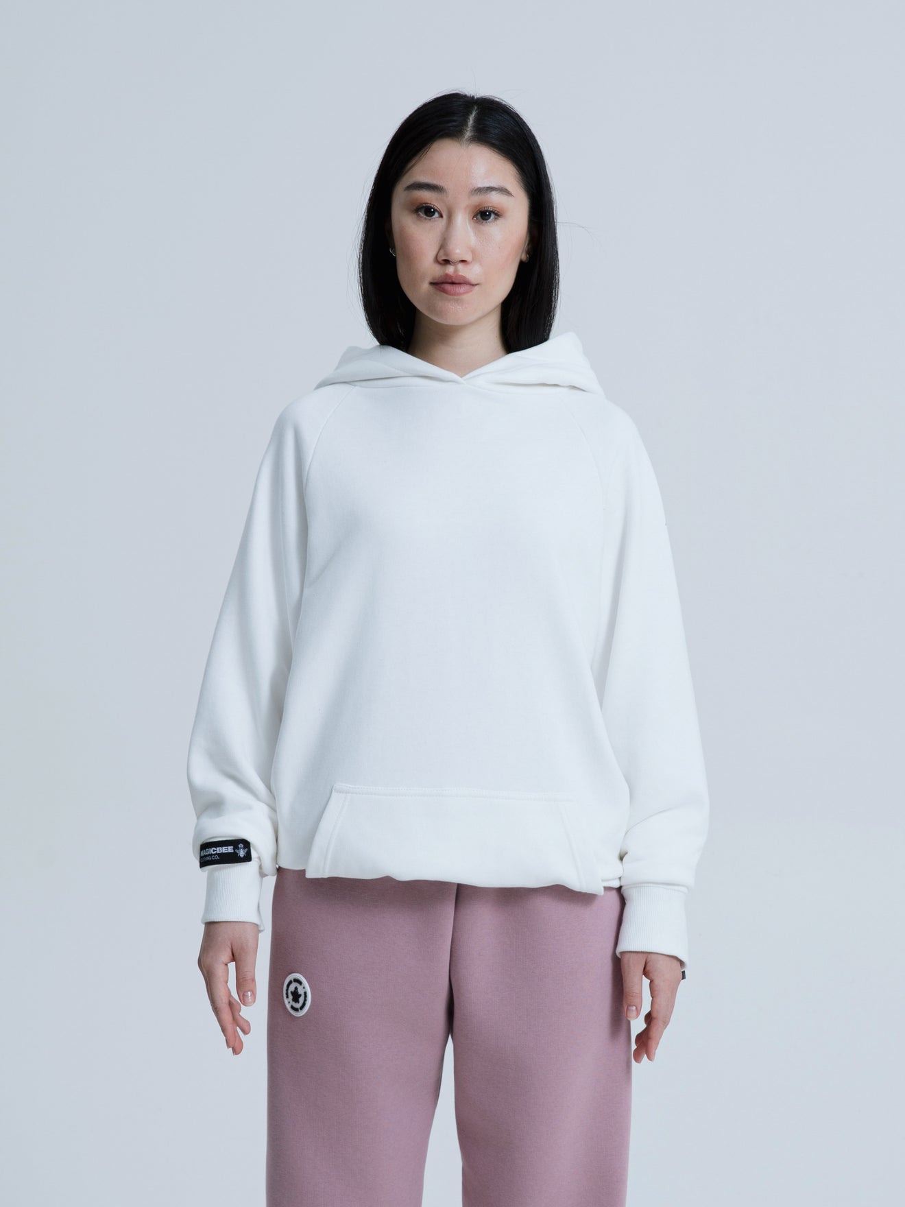MagicBee Back Aesthetic Logo Raglan Hoodie - Off White