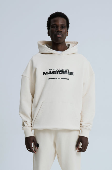 MagicBee 3D Embroidered Logo Hoodie - Beige