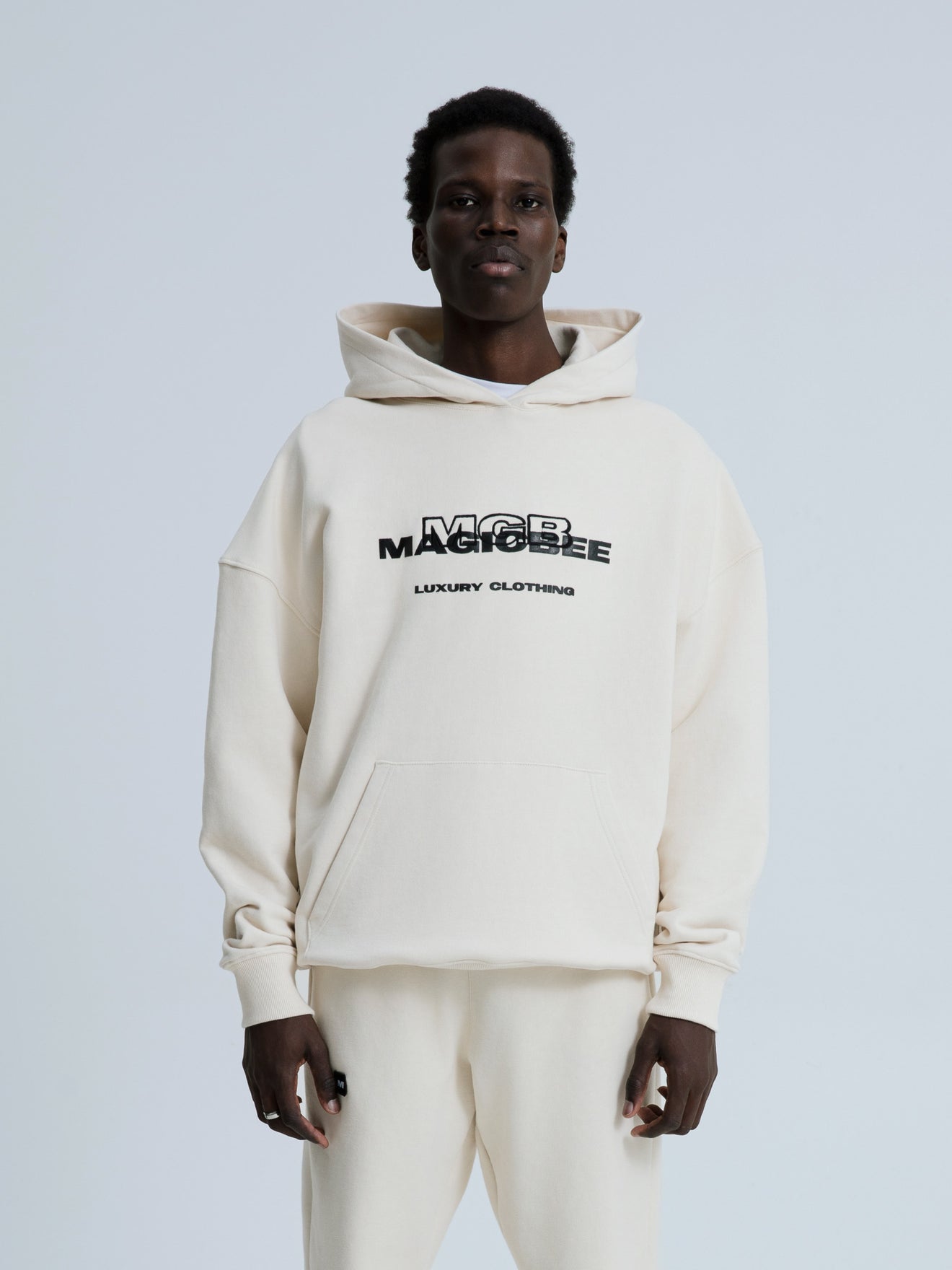 MagicBee 3D Embroidered Logo Hoodie - Beige