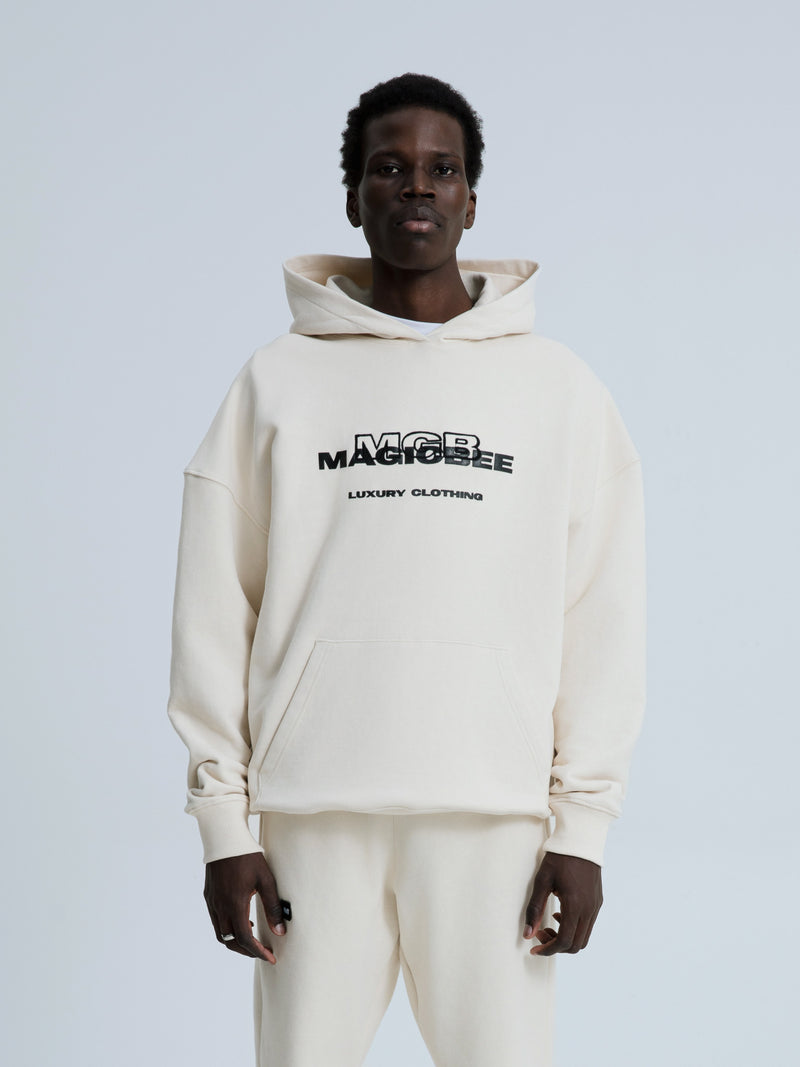 MagicBee 3D Embroidered Logo Hoodie - Beige