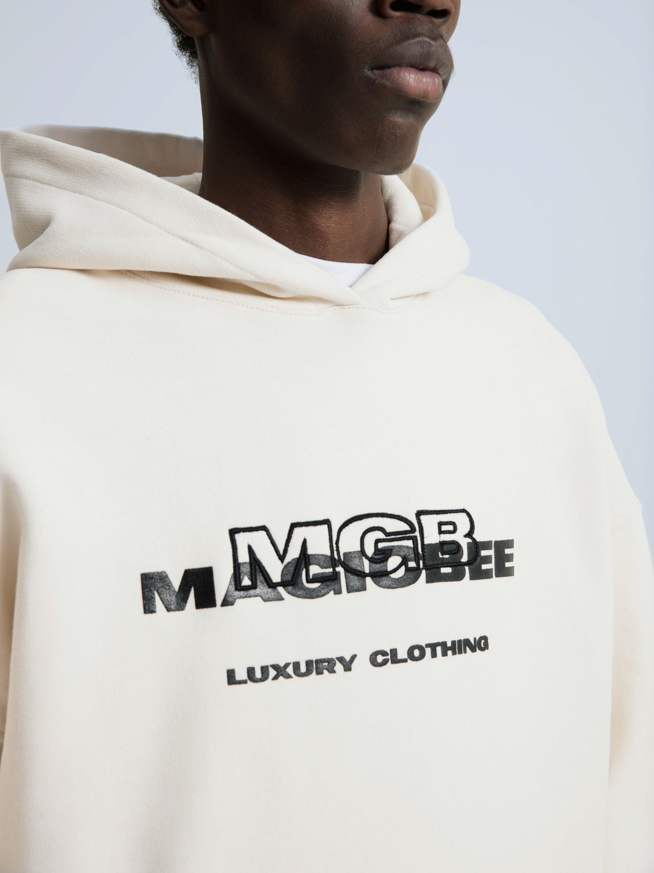 MagicBee 3D Embroidered Logo Hoodie - Beige