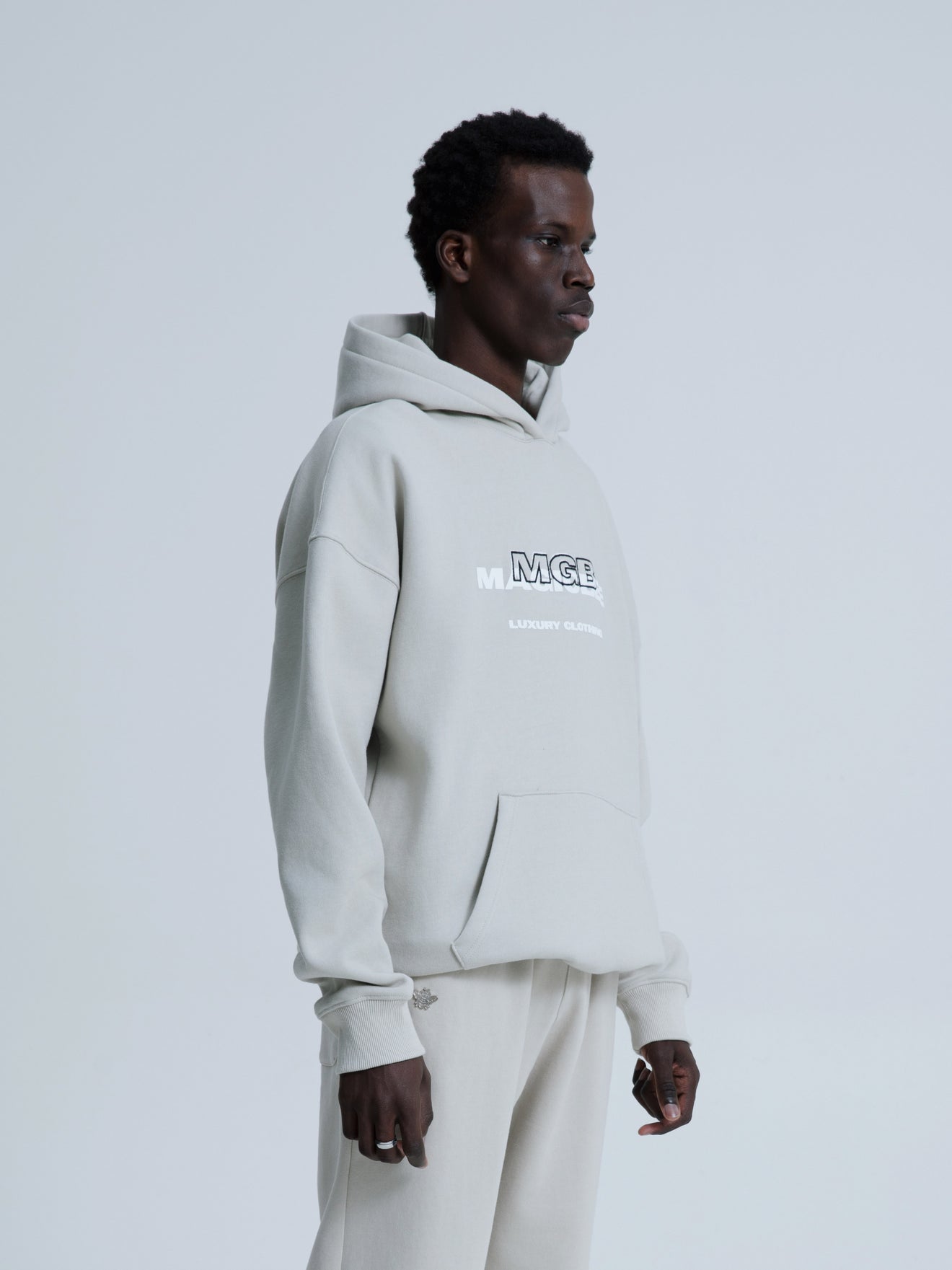 MagicBee 3D Embroidered Logo Hoodie - Ice Grey