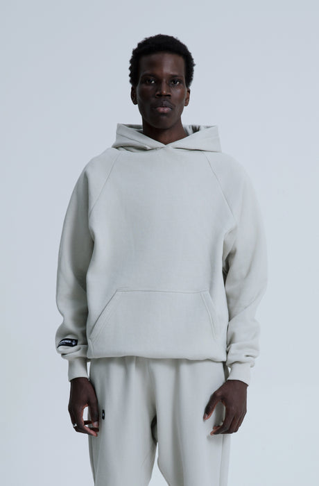 MagicBee Back Aesthetic Logo Raglan Hoodie - Ice Grey