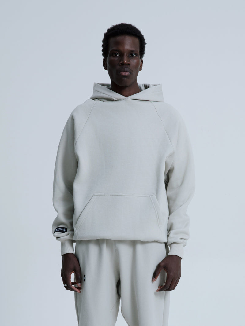 MagicBee Back Aesthetic Logo Raglan Hoodie - Ice Grey