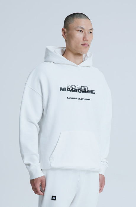 MagicBee 3D Embroidered Logo Hoodie - Off White