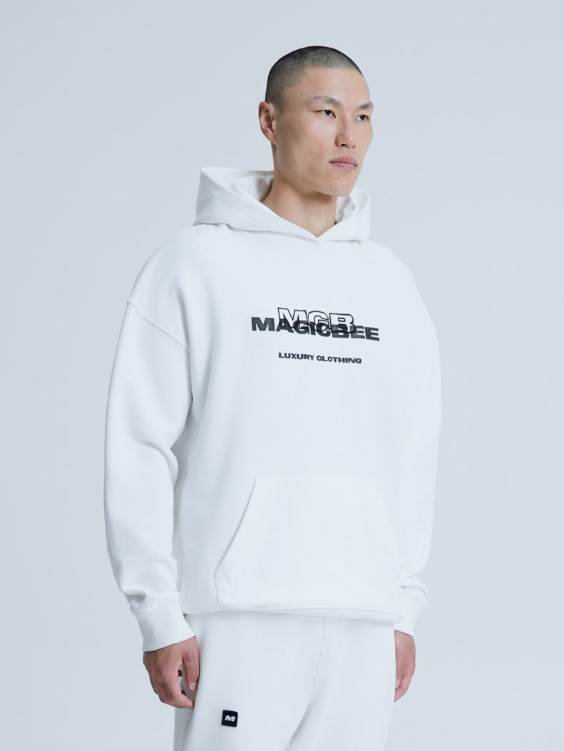 MagicBee 3D Embroidered Logo Hoodie - Off White