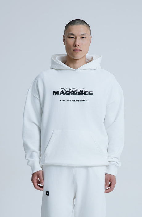 MagicBee 3D Embroidered Logo Hoodie - Off White