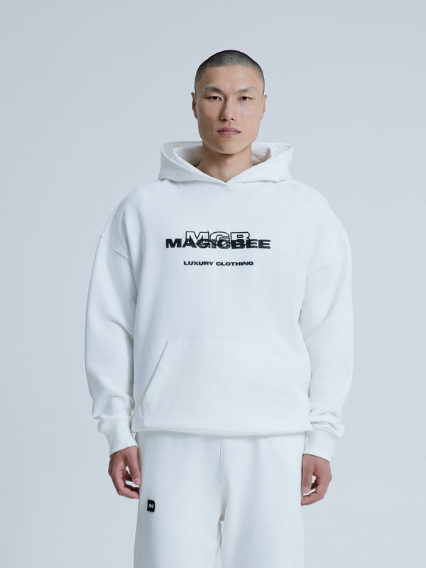 MagicBee 3D Embroidered Logo Hoodie - Off White