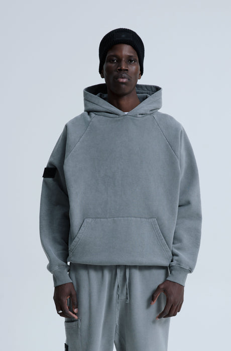 MagicBee Stone Washed Raglan Hoodie- Grey