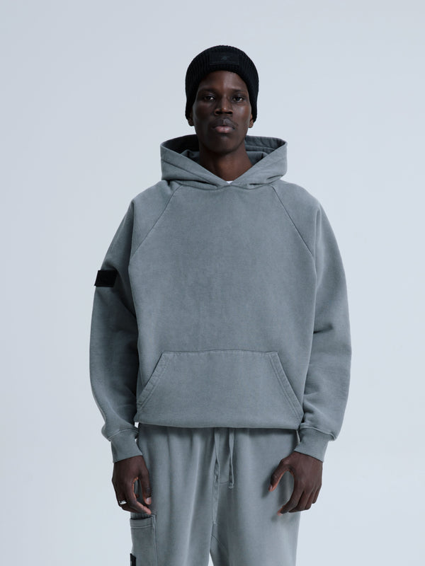 MagicBee Stone Washed Raglan Hoodie- Grey