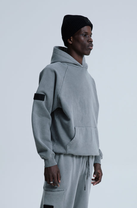 MagicBee Stone Washed Raglan Hoodie- Grey