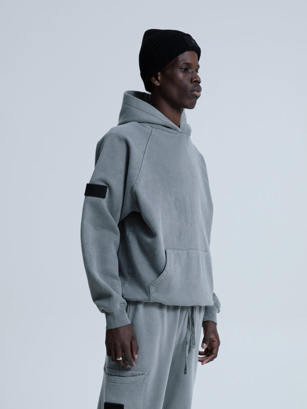 MagicBee Stone Washed Raglan Hoodie- Grey