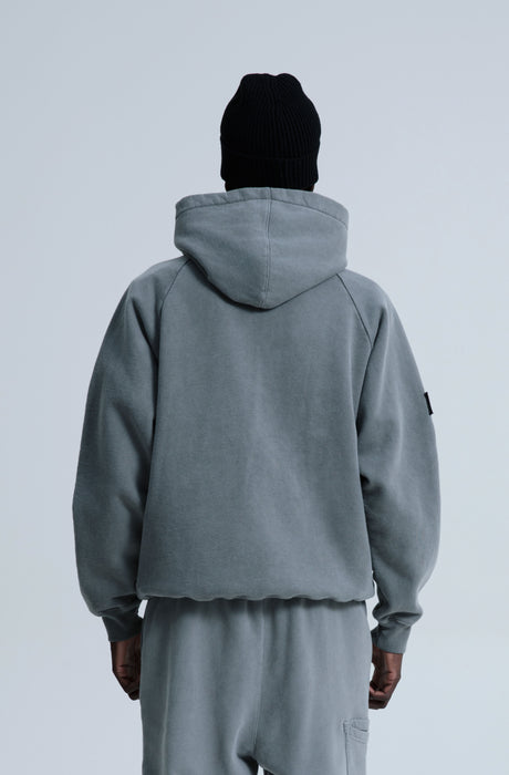 MagicBee Stone Washed Raglan Hoodie- Grey