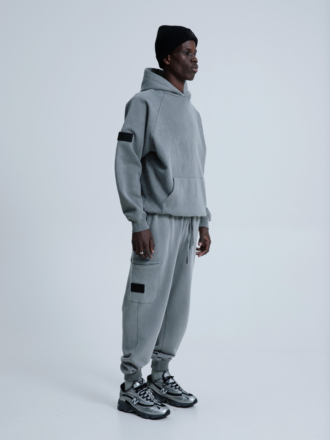 MagicBee Stone Washed Raglan Hoodie- Grey