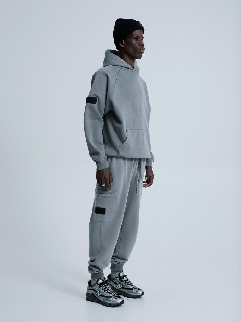 MagicBee Stone Washed Raglan Hoodie- Grey
