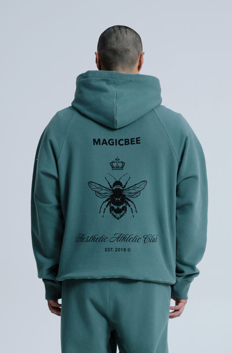 MagicBee Back Aesthetic Logo Raglan Hoodie - Green