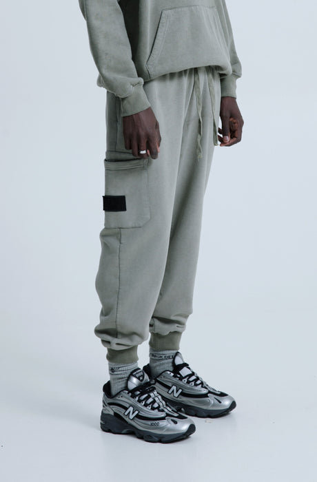 MagicBee Stone Washed Cargo Pants- Khaki