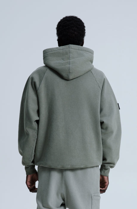 MagicBee Stone Washed Raglan Hoodie- Khaki