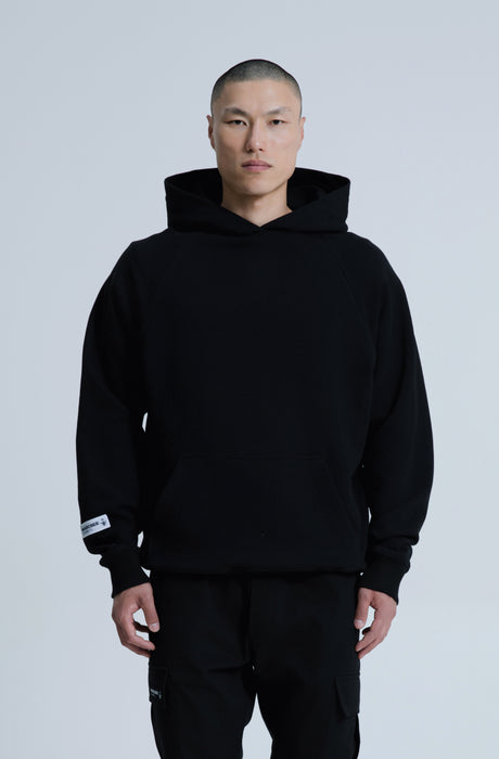 MagicBee Back Aesthetic Logo Raglan Hoodie - Black