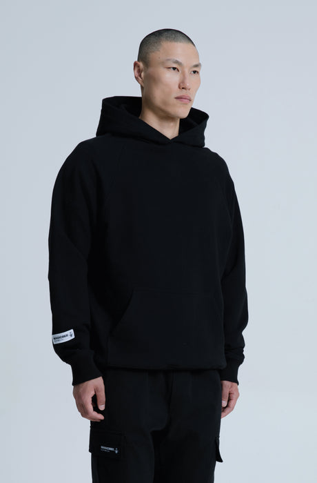MagicBee Back Aesthetic Logo Raglan Hoodie - Black