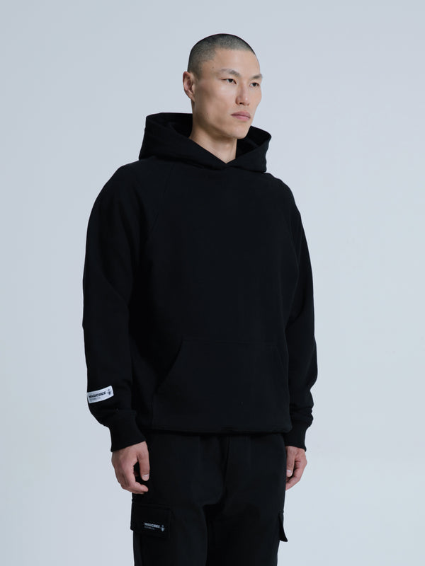 MagicBee Back Aesthetic Logo Raglan Hoodie - Black