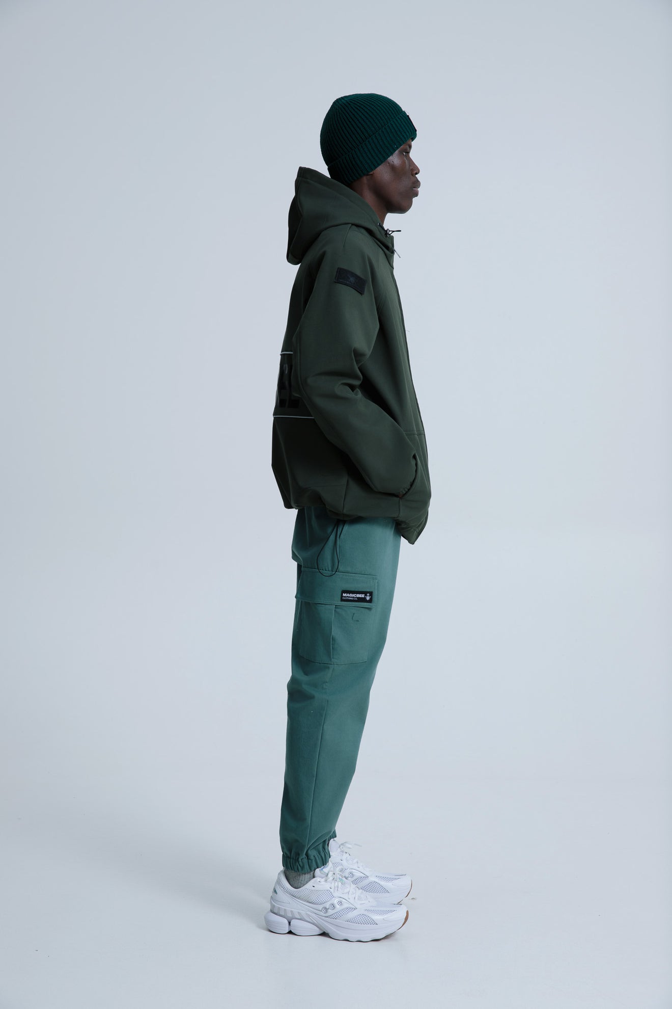 MagicBee Reflective Logo Waterproof Fleece Jacket - Khaki