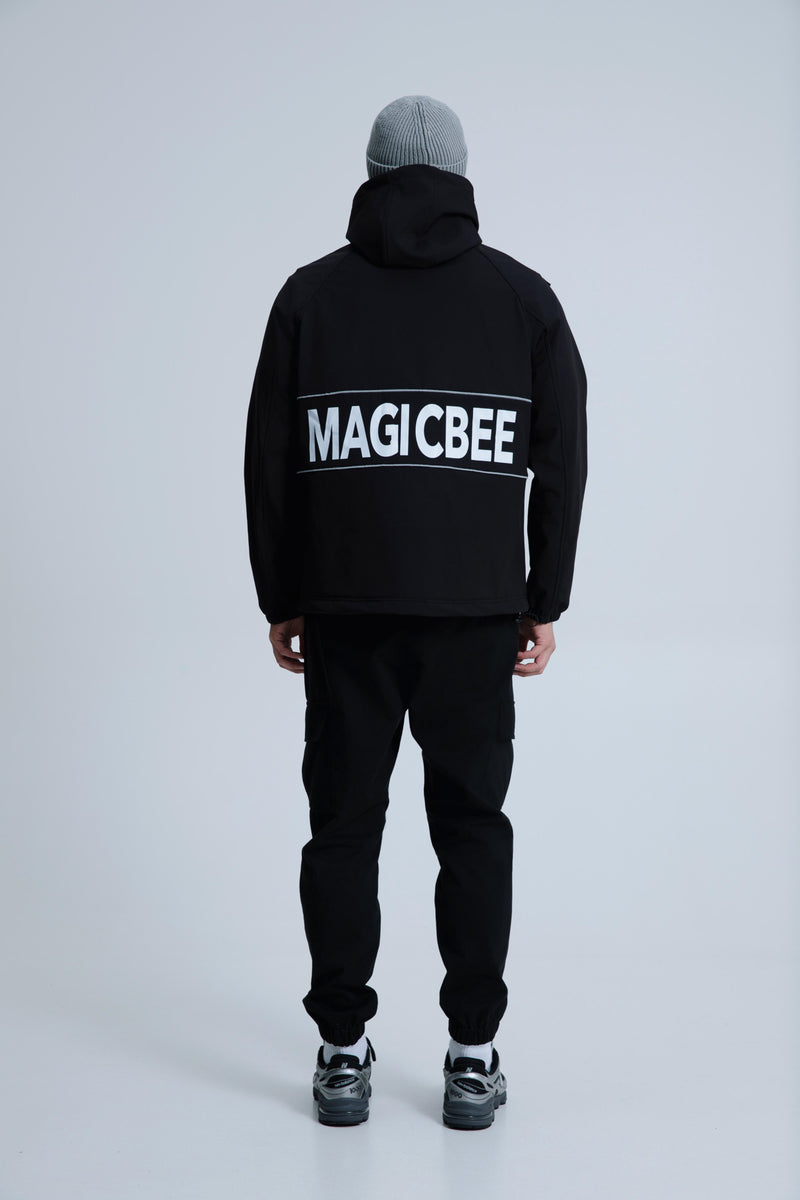 MagicBee Reflective Logo Waterproof Fleece Jacket - Black