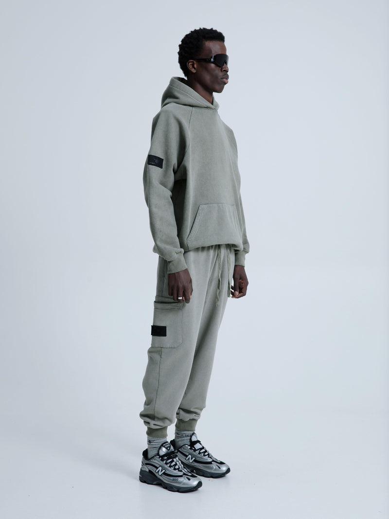 MagicBee Stone Washed Raglan Hoodie- Khaki
