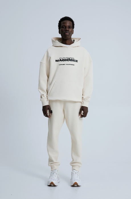 MagicBee 3D Embroidered Logo Hoodie - Beige