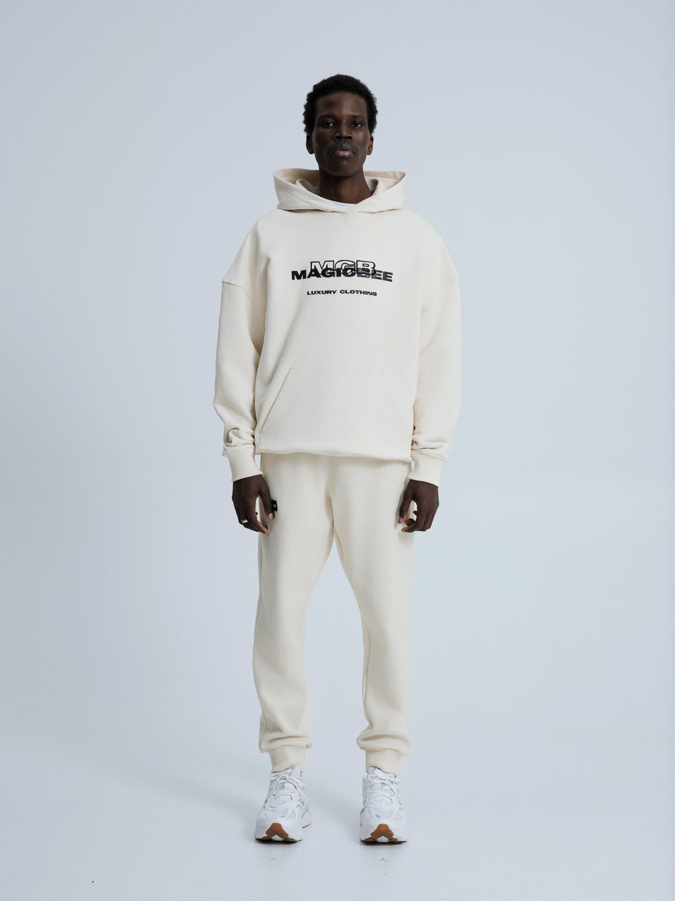 MagicBee 3D Embroidered Logo Hoodie - Beige