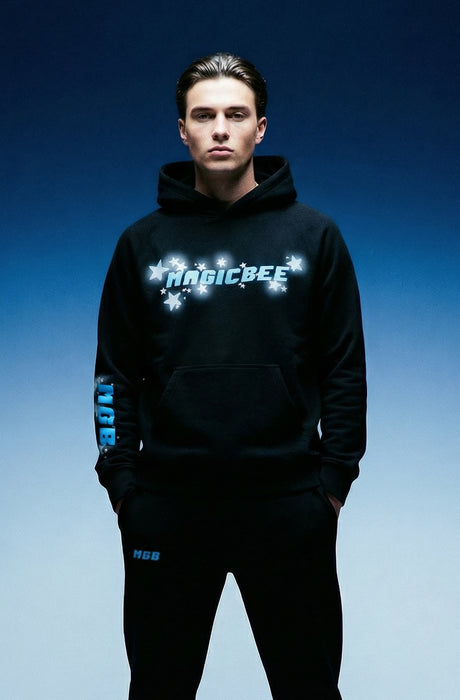 MagicBee Reflective Stars Hoodie - Black
