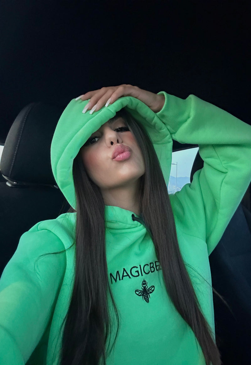 MagicBee Embroidered Logo Hoodie - Neon Green