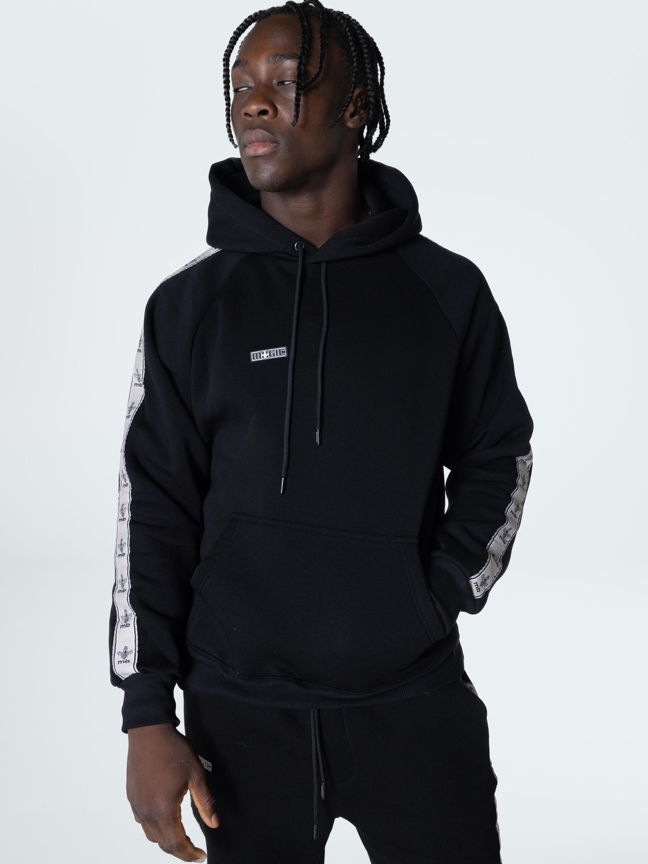 MagicBee Beige Tape Hoodie - Black - magicbee-clothing