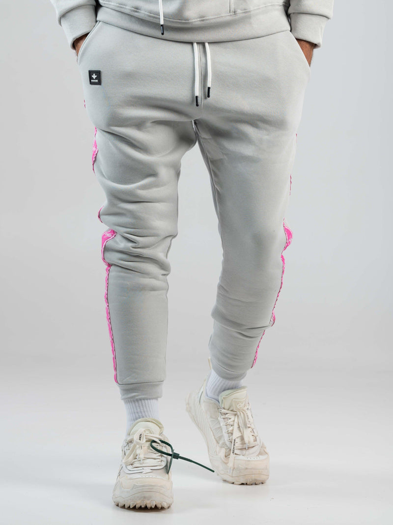 MagicBee Neon Pink Tape Pants - Ice Grey - magicbee-clothing