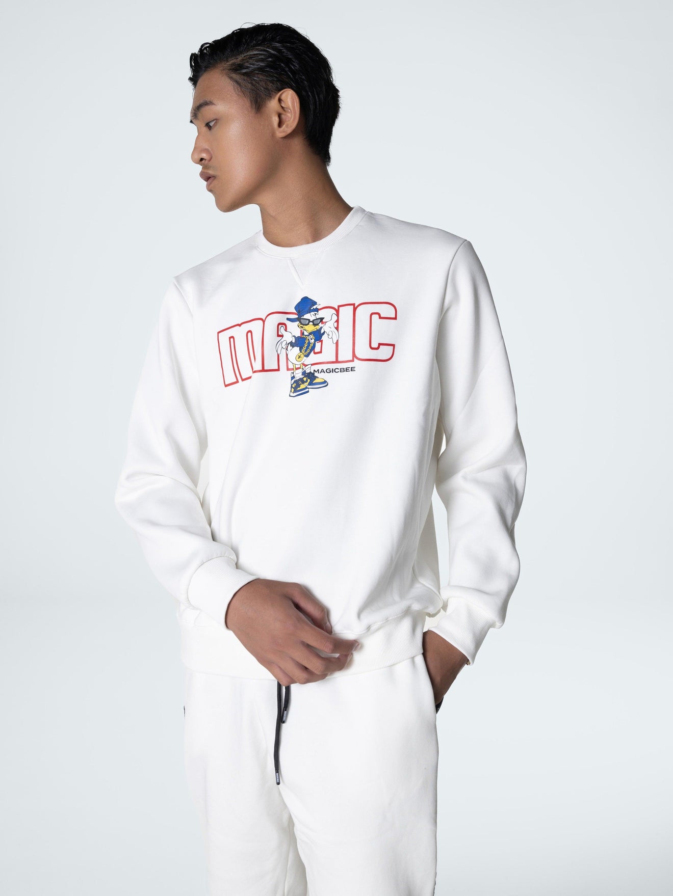 MagicBee Duck Long Sweatshirt - White - magicbee-clothing