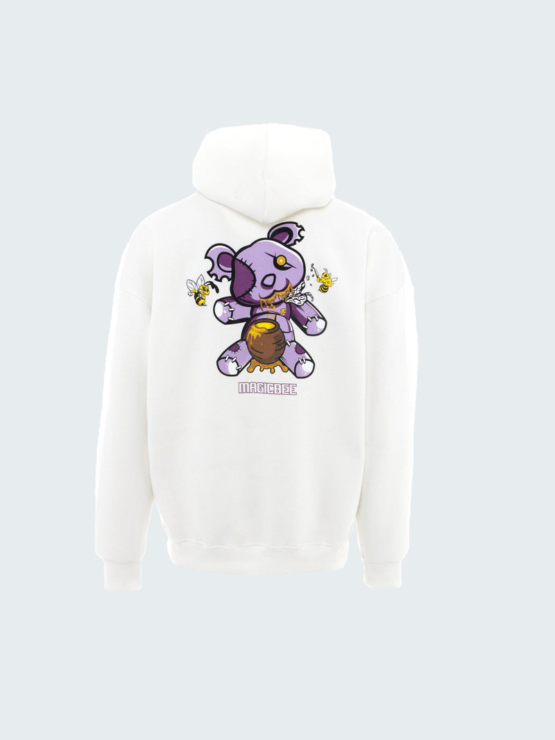 MagicBee Teddy Bear Logo Hoodie - White - magicbee-clothing