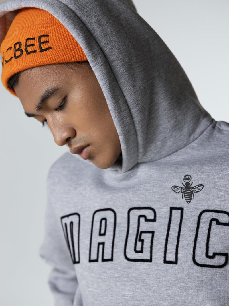 MagicBee Fuzzy Logo Hoodie - Grey - magicbee-clothing