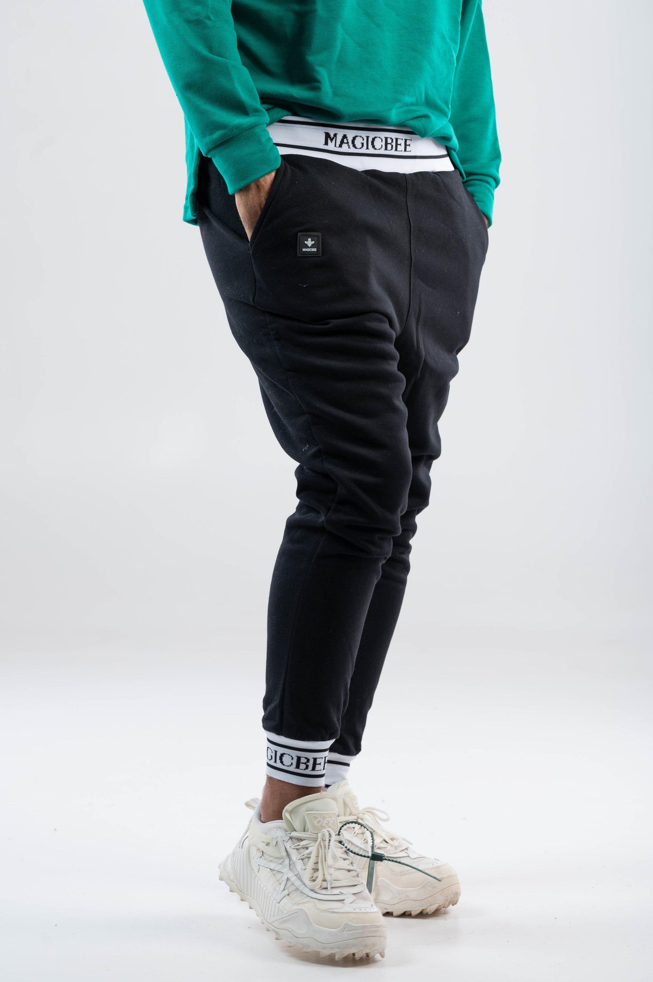 MagicBee White Rib Pants - Black - magicbee-clothing