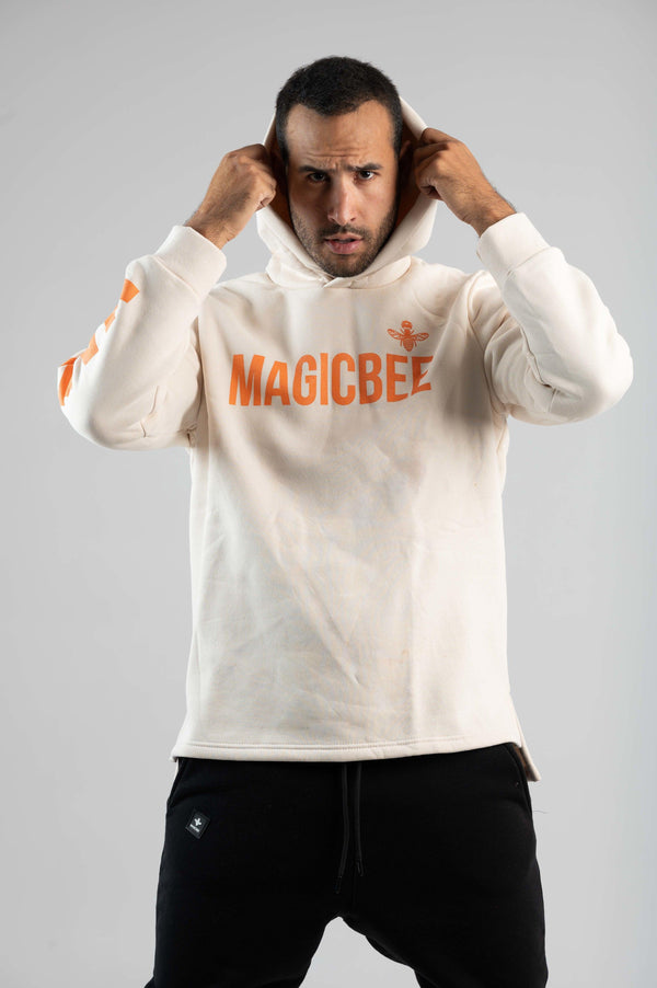 MagicBee Double Logo Hoodie -White Pink