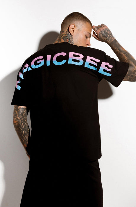 MagicBee Back Fade Logo Tee - Black - magicbee-clothing