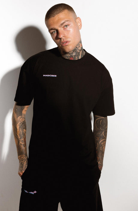 MagicBee Back Fade Logo Tee - Black - magicbee-clothing