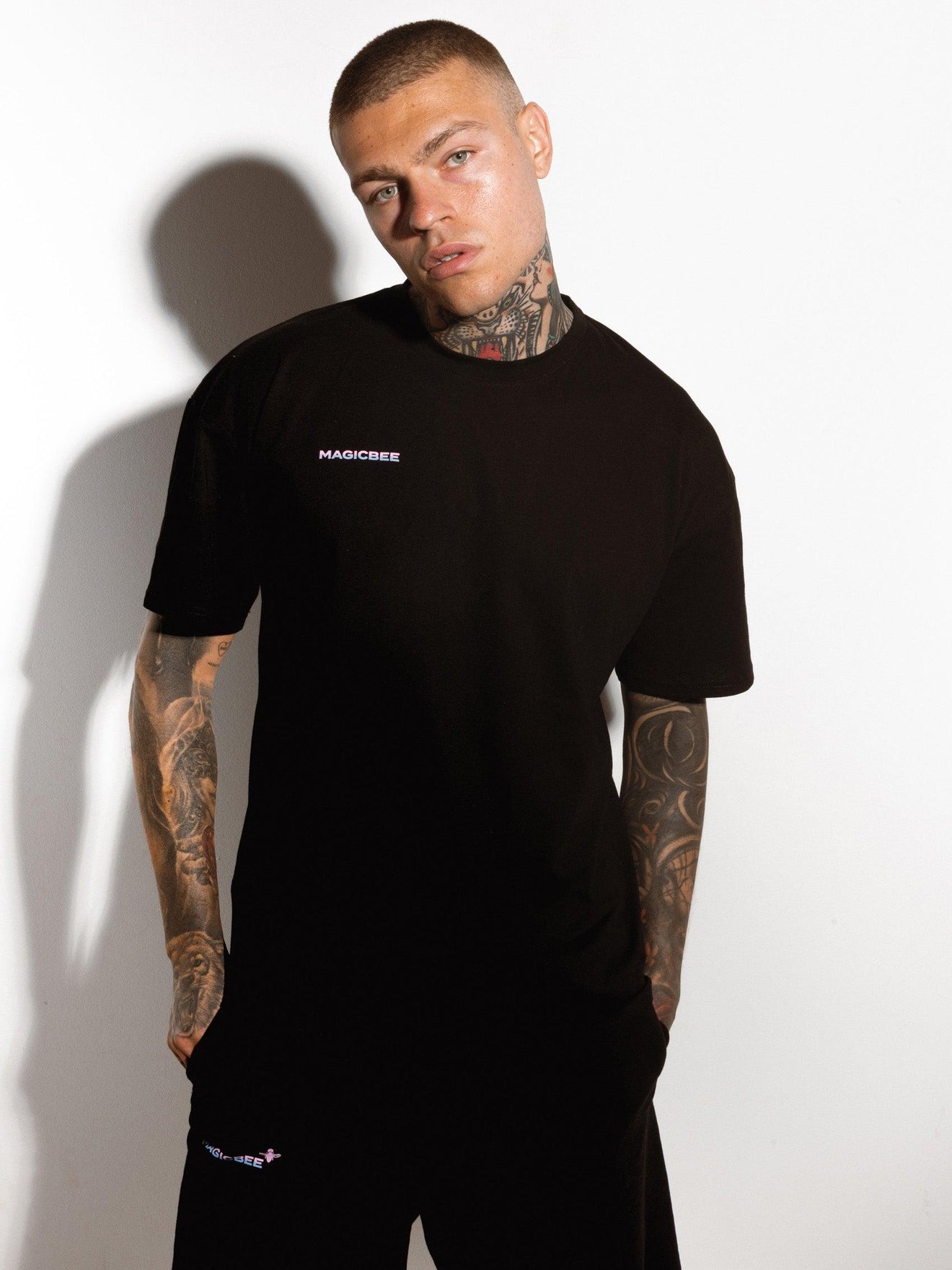 MagicBee Back Fade Logo Tee - Black - magicbee-clothing