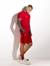 MagicBee Gold Embroidered Tape Shorts - Red - magicbee-clothing