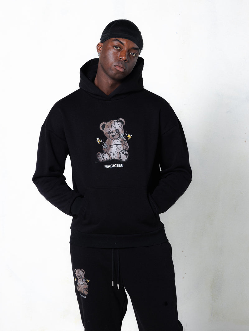 MagicBee Teddy Bear Hoodie - Black