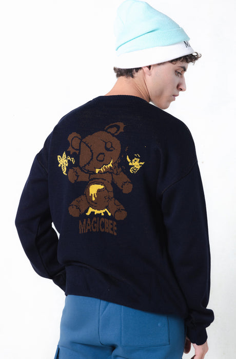 MagicBee Unisex Knit Sweater Teddy Bear - Dark Blue (Limited Edition)